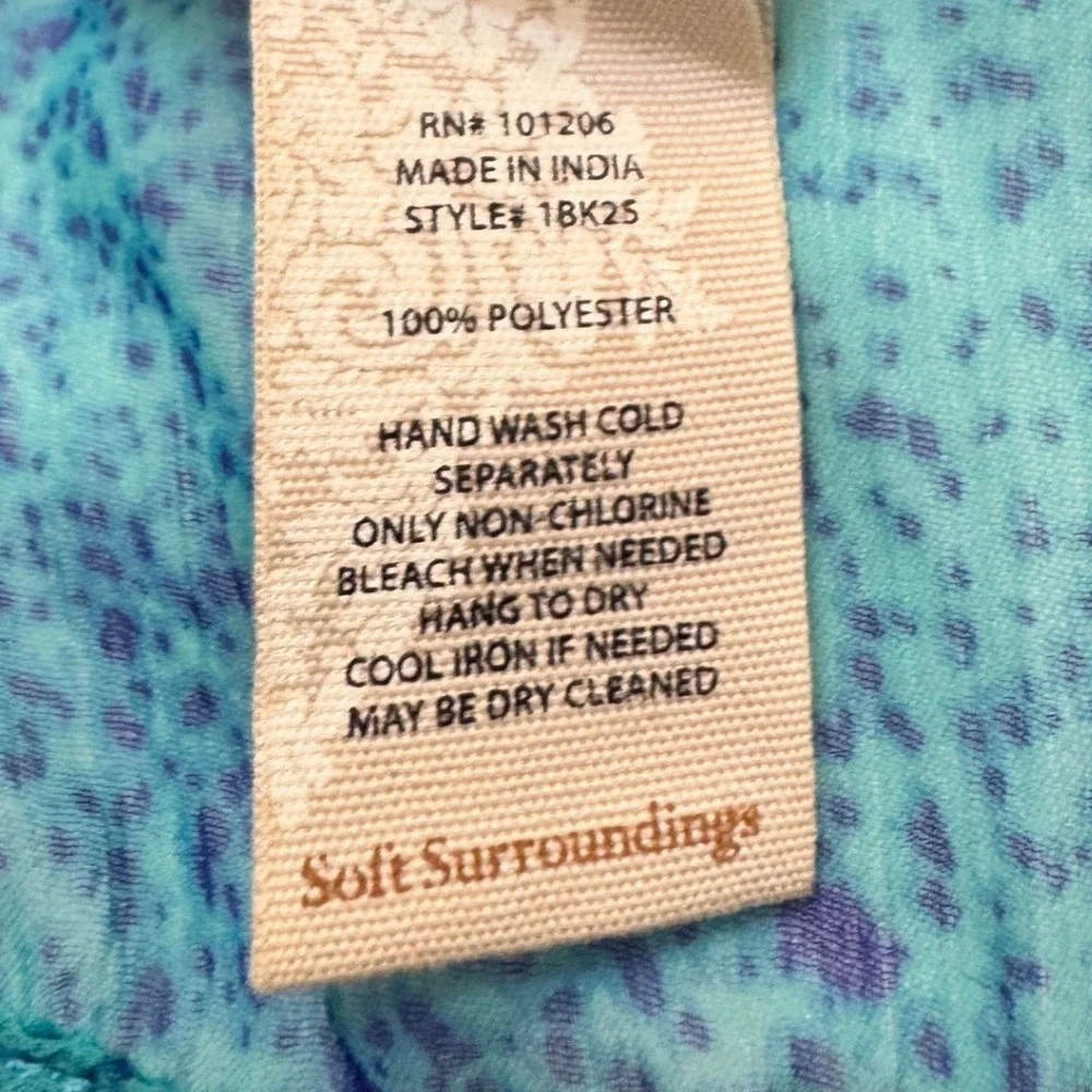 Soft Surroundings Blue Teal Ombre Kimono Wrap Pom Pom Trim One Size Resort Boho